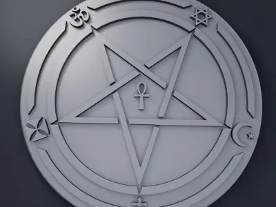 Medallion inverted pentagram 3D print model