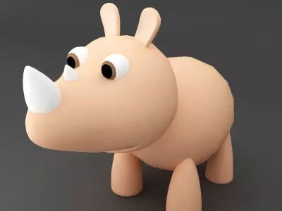Rhino rigged toon 3d model  Low-poly 3D model
