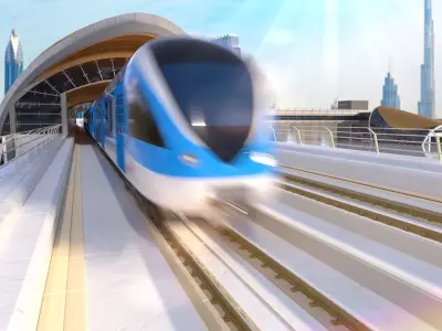 dubai metro stations with train 3D model