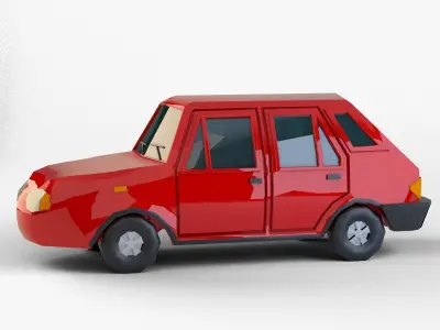 car low-poly 3d model  cartoon cuv Low-poly 3D model