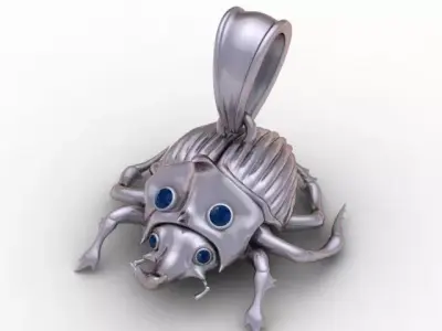 Golden Beetle Gemstone Pendant  3D Printable Model 3D print model