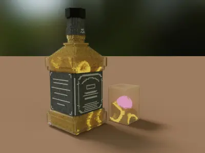 Voxel Whiskey Set MagicaVoxel Vox Fbx Qb Glb Ply Low-poly 3D model