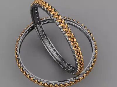 Diamond gold bangles jewelry for woman 3D print model