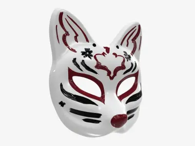 Japanese kitsune fox rabbit demon mask 3D Model Collection
