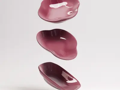 Small Plates Set 01 Low-poly 3D model