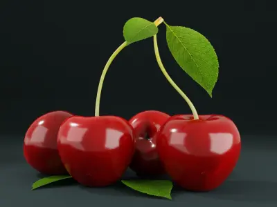 Fresh Cherry Low-poly 3D model