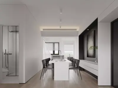 Modern living room dining room interior scenes 257 3D model