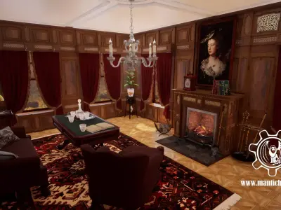 Victorian living room interior 3D model