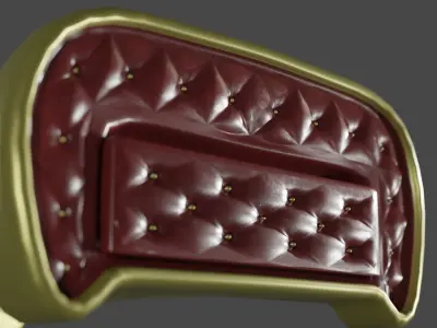 Rigged Red Quilted Bed 3D model