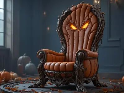 Pumpkin Throne Chair 3D Model Halloween Decor Armchair  3D model