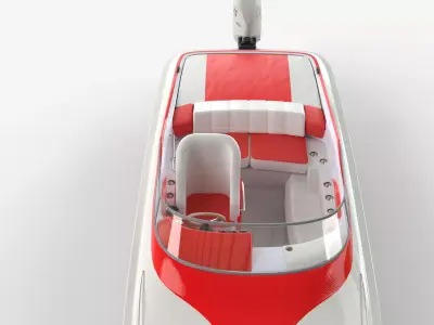 White Red Speedboat Luxury 3D Model 3D model