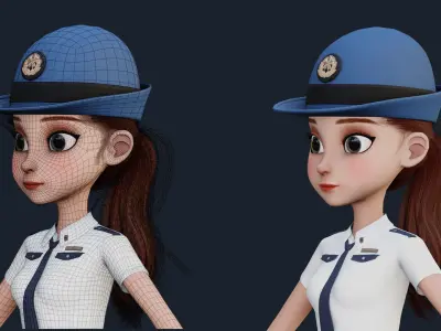 Cartoon Police Rigged Low-poly 3D model