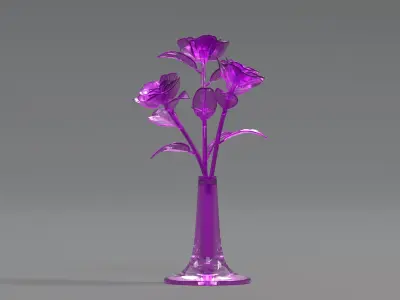 Glass Flower Showpiece Pink 3D model