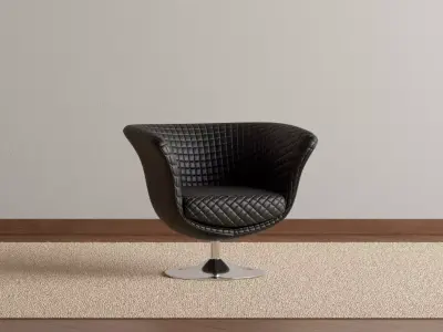 Diamond Quilted Swivel Arm Chair 3D model