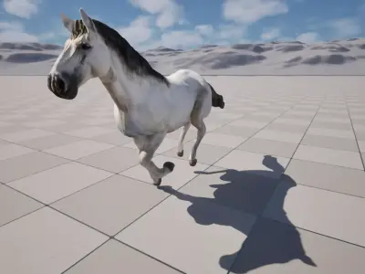 Animated white Horse  Low-poly 3D model
