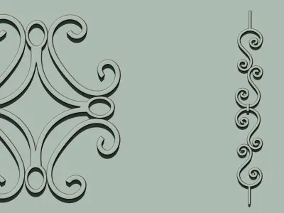 54 Grill Ornament IMM and VDM Brush Pack for Zbrush Low-poly 3D model