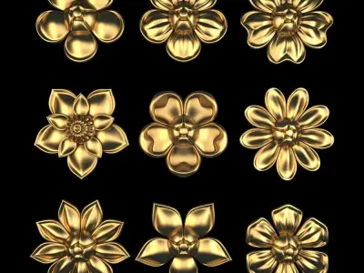 Ornament Flowers Pack 02 3D model
