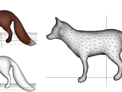 Handpainted Fox Low-poly 3D model