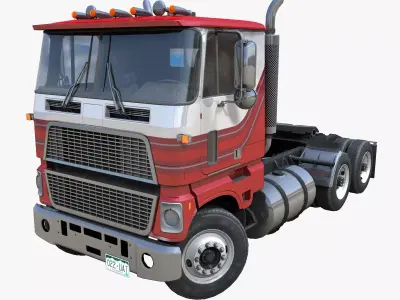 American daycab cabover semitruck Low-poly 3D model