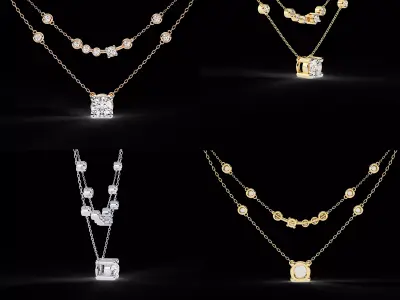 Luxury Layered Diamond Necklace Jewellery CAD Design 3DM STL 3D print model