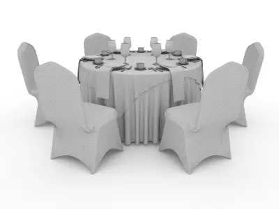 Banquet Table and Chair 22 3D model