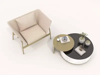 Modern Coffee Table and Armchair Set 51 3D model