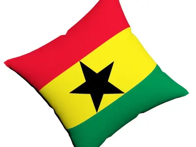Ghana Flag on luxury square cotton Pillow 3D model