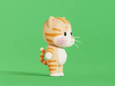 Cat Character Cartoon Orange Chibi Kawaii  Low-poly 3D model