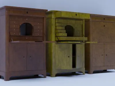 19th century secreter biedermeier style Low-poly 3D model
