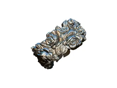 HighDetailed unique flower Rose ring 3D print model