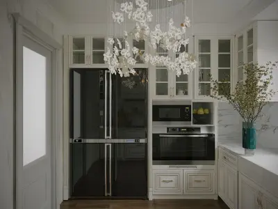 Elegant Modern Classic Kitchen with Marble Accents 3D model