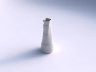 Vase semi quadratic with smooth horizontal ribbons 3D print model