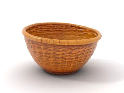 Natural Wicker Basket model pack Low-poly 3D model