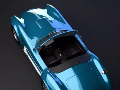Gleaming Blue Vintage Sports Car 3D model