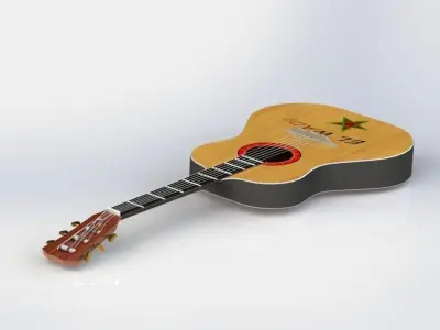 guitar acoustic with star Free 3D model