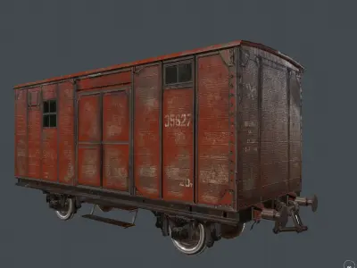  railway carriage Low-poly 3D model