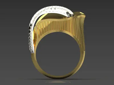 Luxury two-tone ring with lotus flower design model gr0107 3D print model