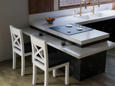 Modern Kitchen Interior By nikdox 3D model