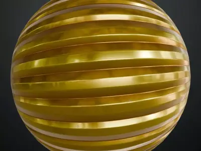 Shiny Golden Corrugated Metal Texture PBR Seamless Texture