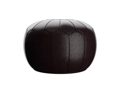 Round Leather Pouffe 3D model