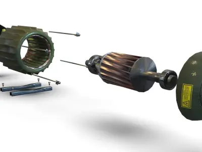 Electric motor  stator  rotor armature winding exploded model 3D model