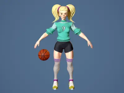 Basket girl Low-poly 3D model purchase