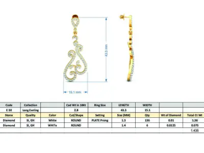 Women Earring 3DM STL OBJ FBX Render Details 3D print model purchase