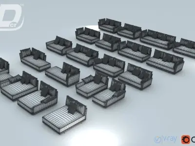 Kagran Sofa Modular Set 3D model