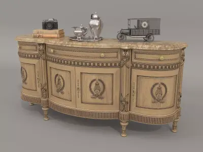 Classic European style Sideboard and Decoration 9 3D model