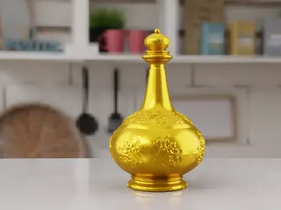Chinese golden pot jar vase  3D model