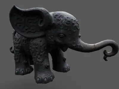  Ancient elephant 02 Low-poly 3D model