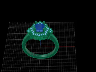 fantastic ring with emerald gem stone  3D print model