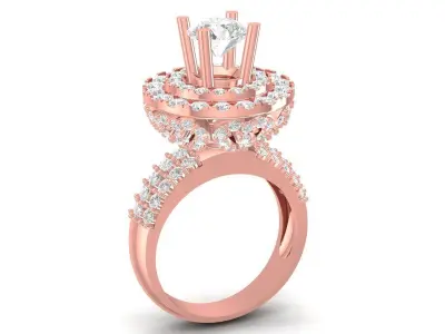 Luxury Multi Layer Halo Ruby Ring with Pave Shank 3430 3D print model