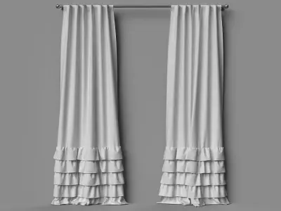 Evelyn Ruffle Bottom Curtain Panel 3D model